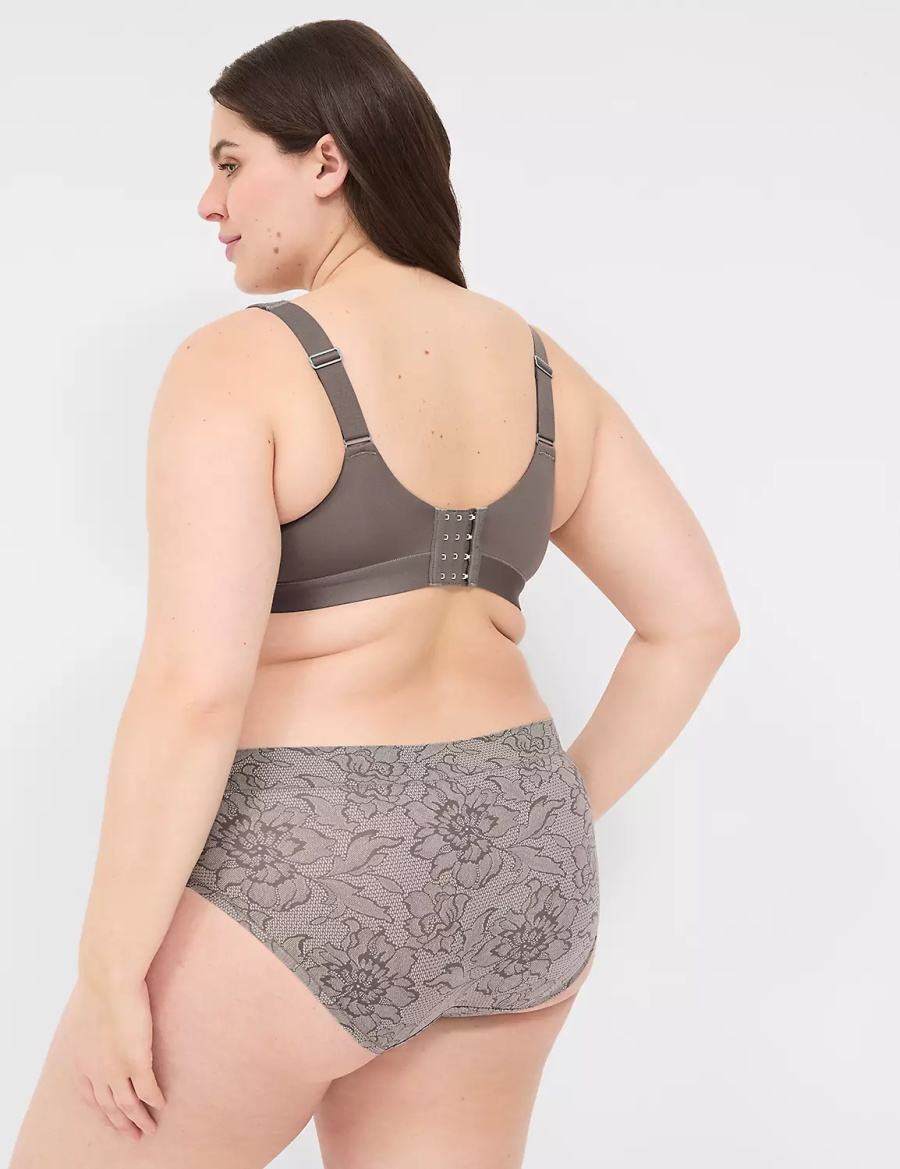 Women Lane Bryant Comfort Bliss Lightly Lined With Lace Balconette Bra Dark Grey | AZA4596BC