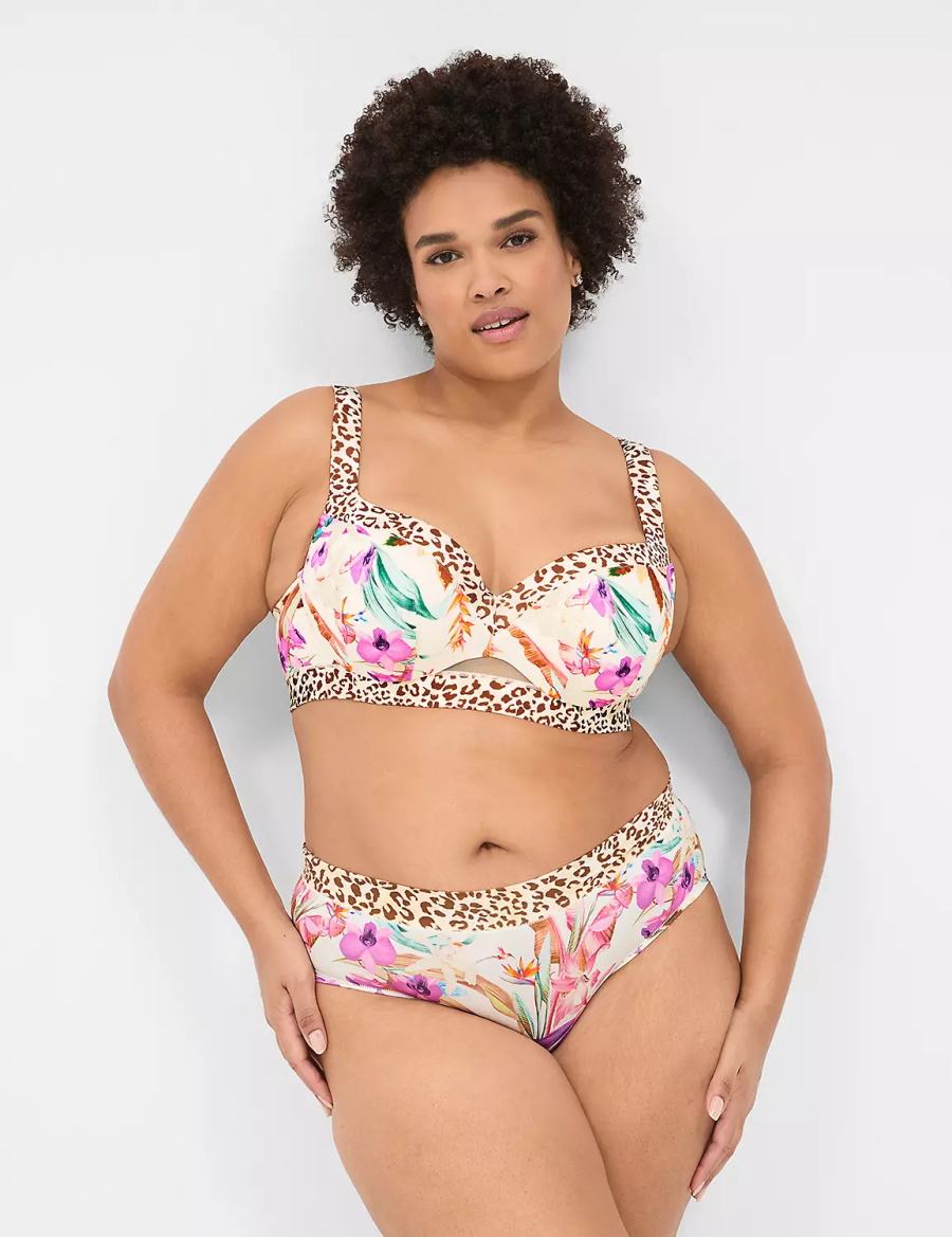 Women Lane Bryant Comfort Bliss Lightly Lined Balconette Bra White Multicolor | YSO330FQ