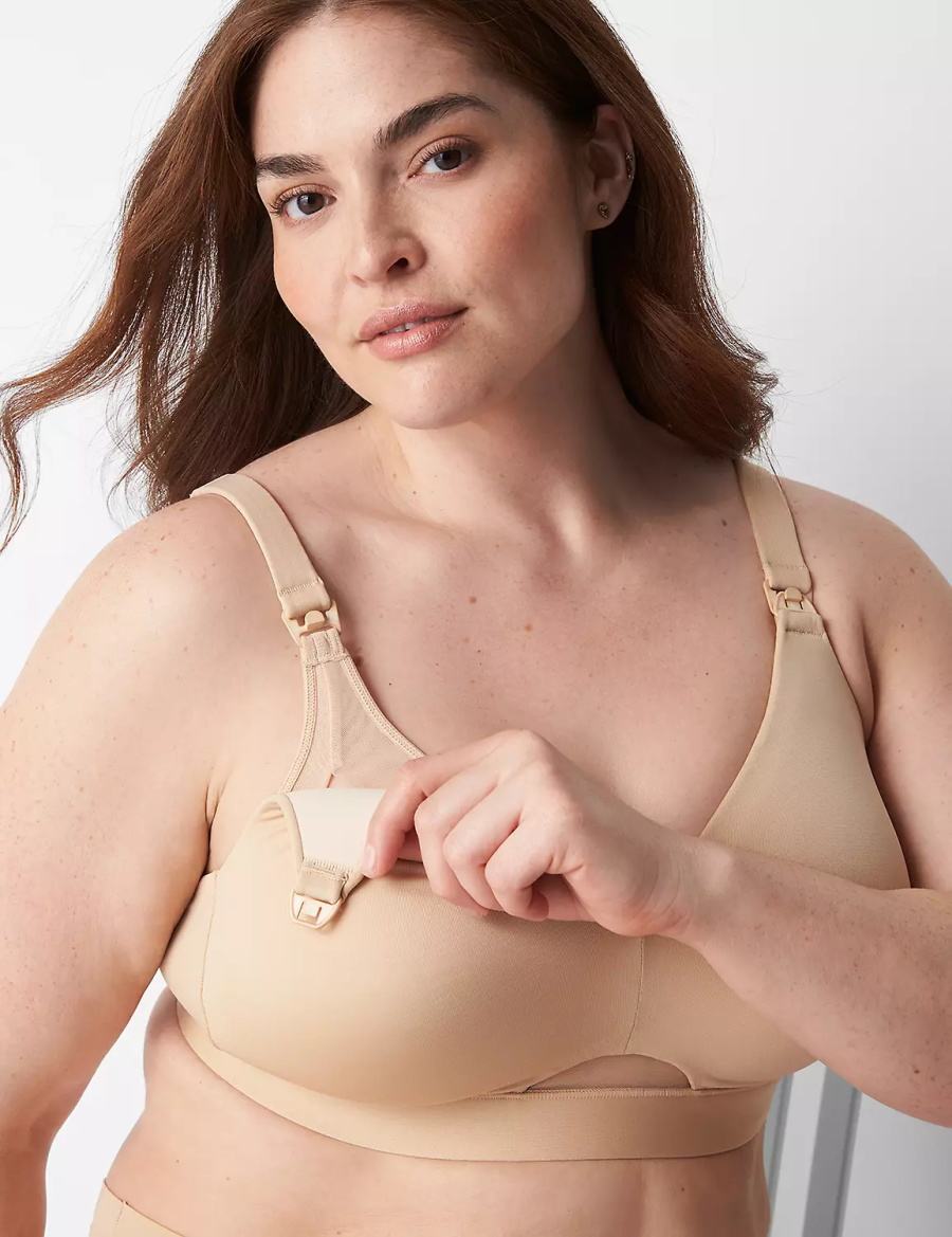 Women Lane Bryant Comfort Bliss Nursing Bralettes Beige | XVY32XO