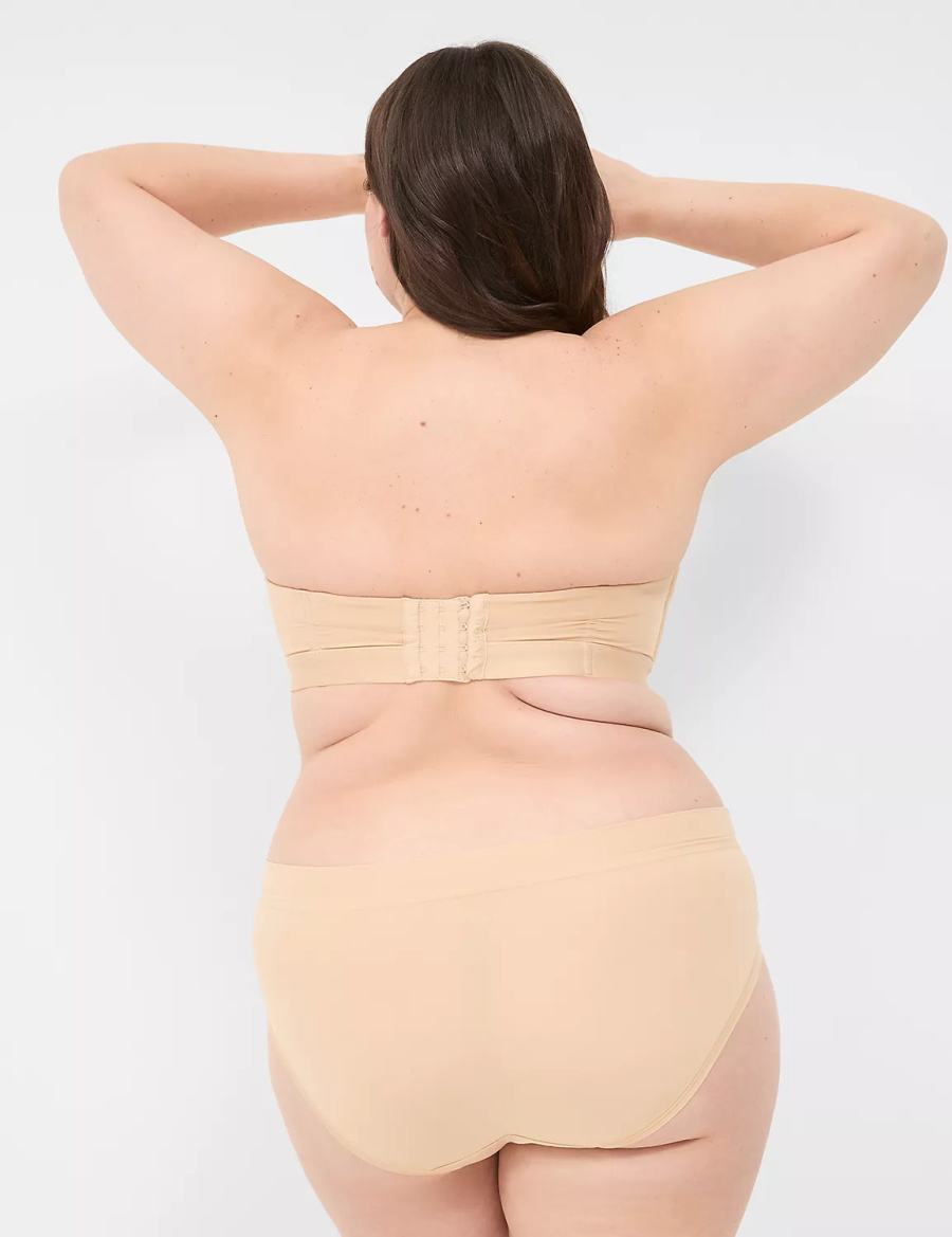 Women Lane Bryant Comfort Bliss Plunge Multi-Way Strapless Bra Beige | HFS543YL