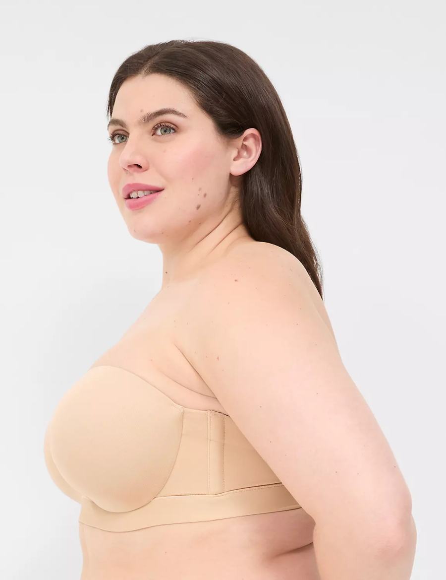 Women Lane Bryant Comfort Bliss Plunge Multi-Way Strapless Bra Beige | HFS543YL