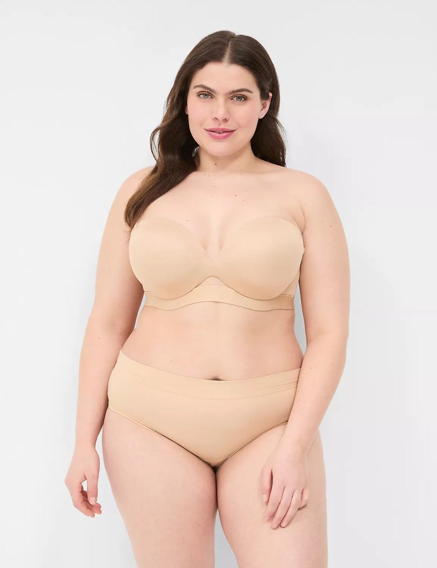 Women Lane Bryant Comfort Bliss Plunge Multi-Way Strapless Bra Beige | HFS543YL