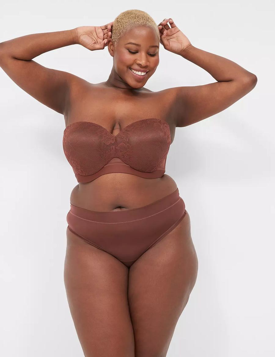 Women Lane Bryant Comfort Bliss Wide-Side Thong Panty Chocolate | NDT488CJ