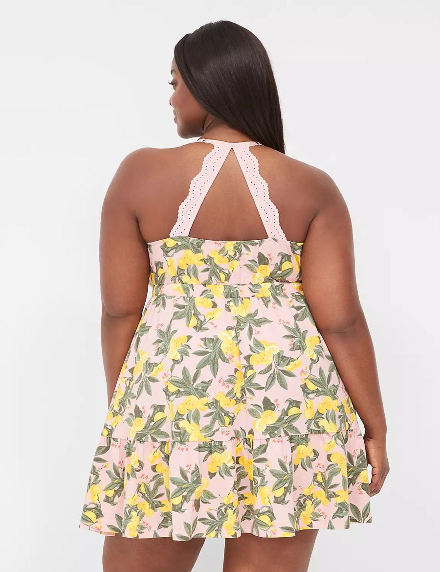 Women Lane Bryant Comfy Cotton Strappy-Back Chemise Dress Yellow | JKY5820FI