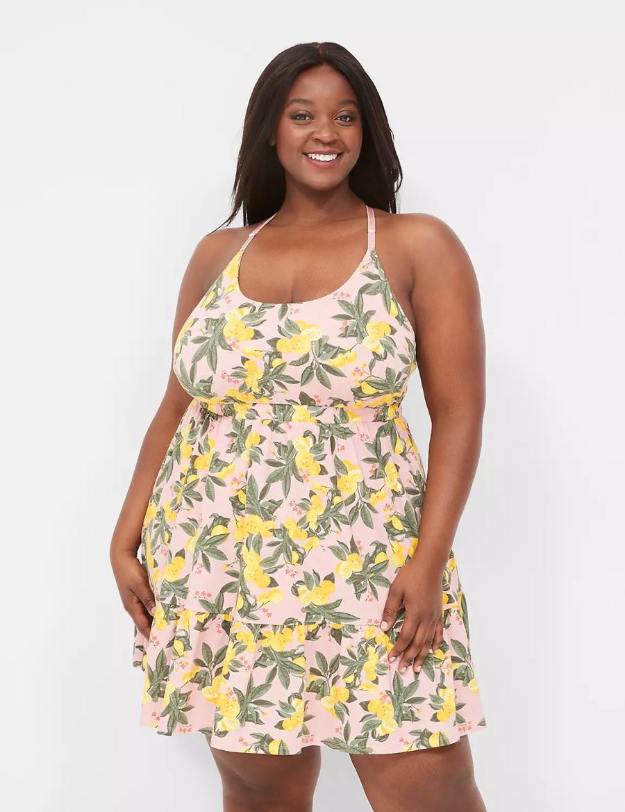 Women Lane Bryant Comfy Cotton Strappy-Back Chemise Dress Yellow | JKY5820FI