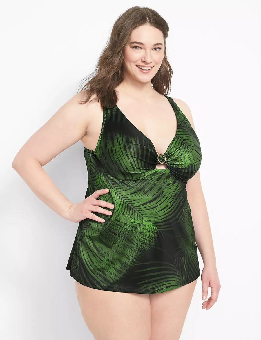 Women Lane Bryant Convertible High-Waist Swim Briefs Dark Green | CVR8776FI