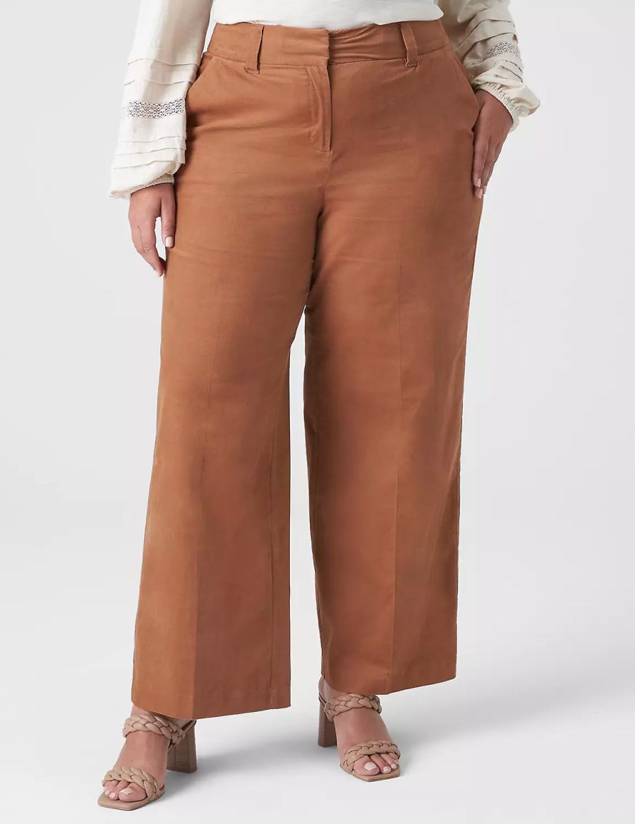 Women Lane Bryant Corduroy Trouser Pants Brown | KTF7510CP