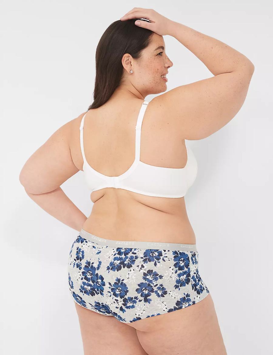 Women Lane Bryant Cotton Boyshort Briefs Blue Grey | OQA2565DV