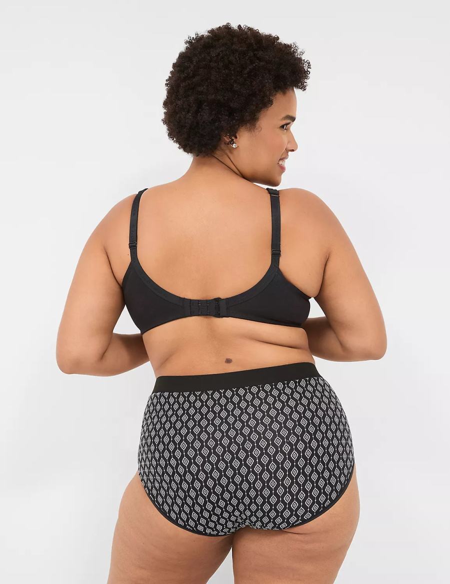 Women Lane Bryant Cotton Full With Wide Waistband Briefs Black | YXM4220QK