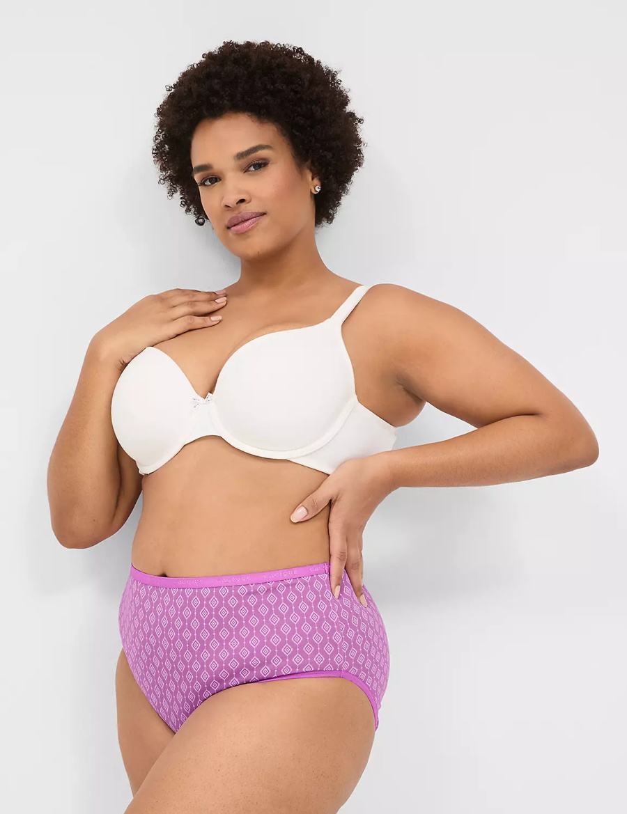 Women Lane Bryant Cotton High-Leg Briefs Purple | JNQ6363OS