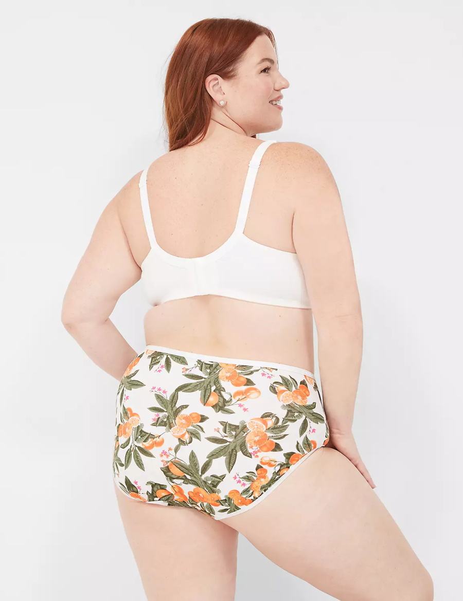 Women Lane Bryant Cotton High-Leg Briefs Yellow White | JUH8068GO