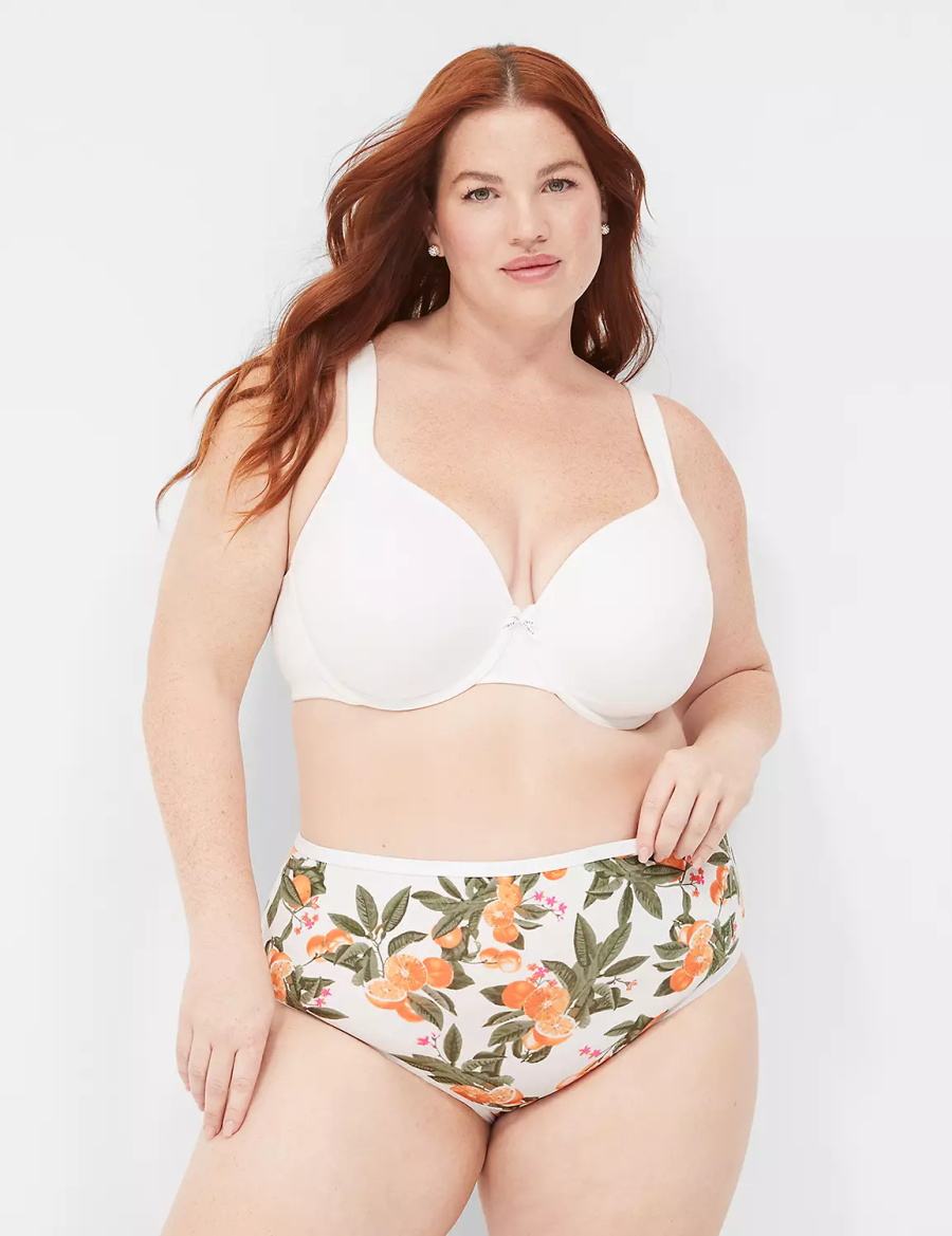 Women Lane Bryant Cotton High-Leg Briefs Yellow White | JUH8068GO