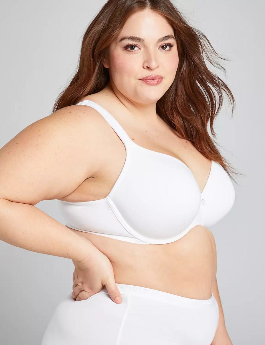 Women Lane Bryant Cotton Lightly Lined Full Coverage Bralettes White | NHP6076FH