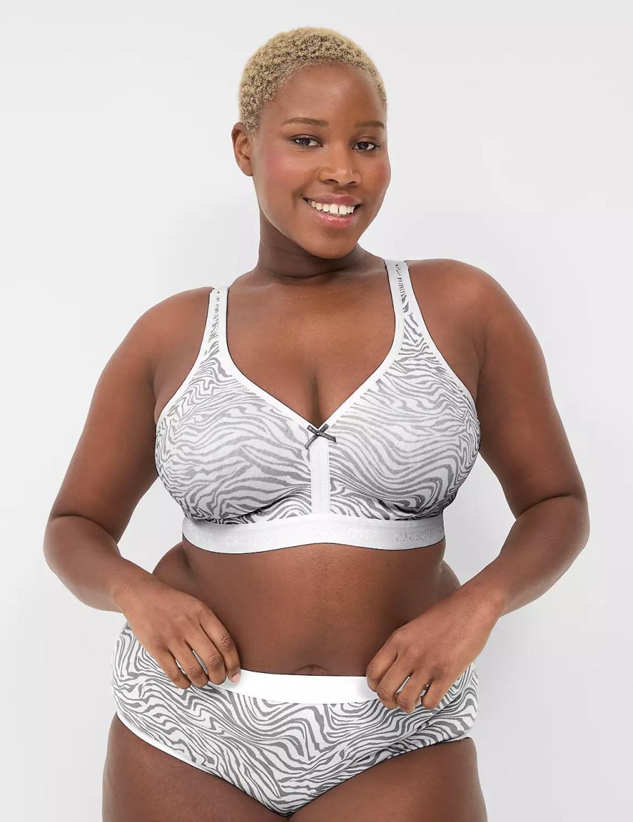 Women Lane Bryant Cotton No-Wire Unlined Bra White | BXH1869YF