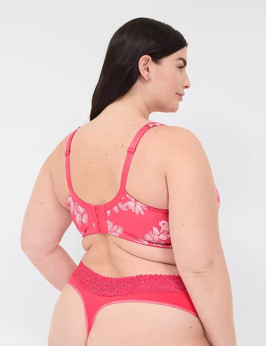 Women Lane Bryant Cotton With Lace Waist Thong Panty Dark Red | ZJM4943GT