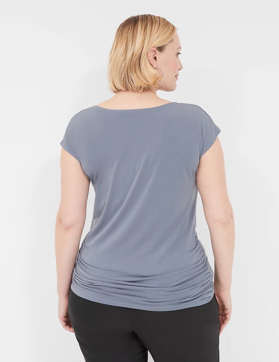 Women Lane Bryant Cowlneck Shirred-Side Top T Shirts Grey | PTH1564LH