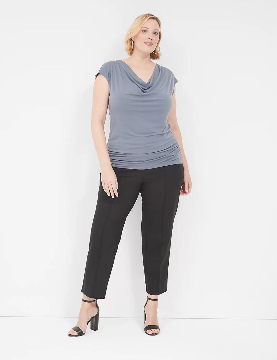 Women Lane Bryant Cowlneck Shirred-Side Top T Shirts Grey | PTH1564LH