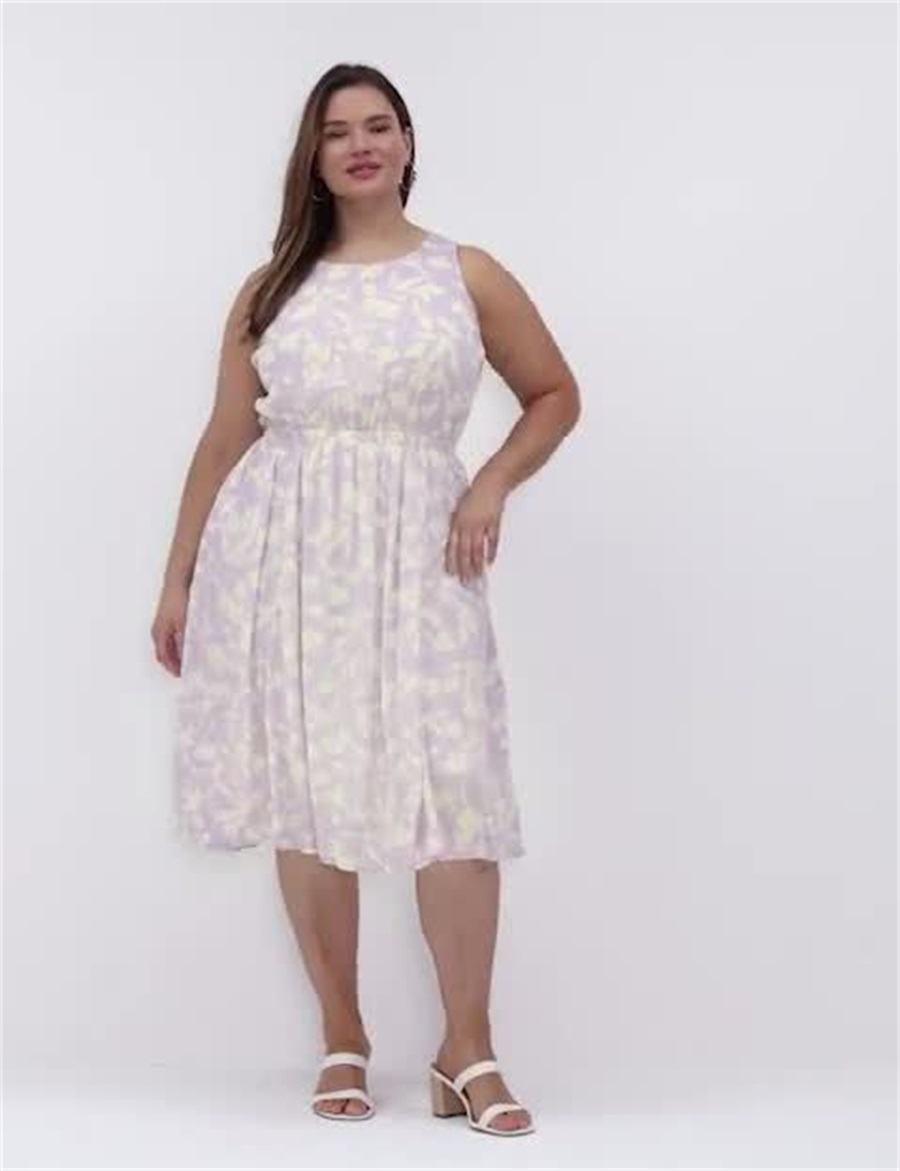 Women Lane Bryant Crew-Neck Fit & Flare Midi Dress Purple | XBD651DM