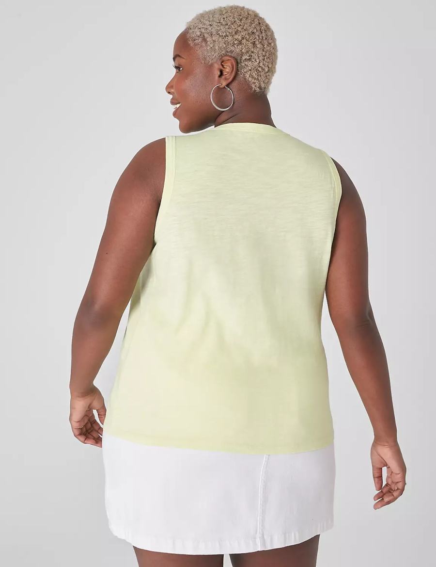 Women Lane Bryant Crew-Neck Tank Top Light Green Yellow | ZNM8949IP