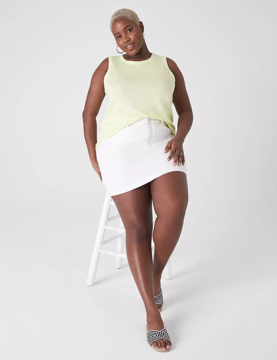 Women Lane Bryant Crew-Neck Tank Top Light Green Yellow | ZNM8949IP