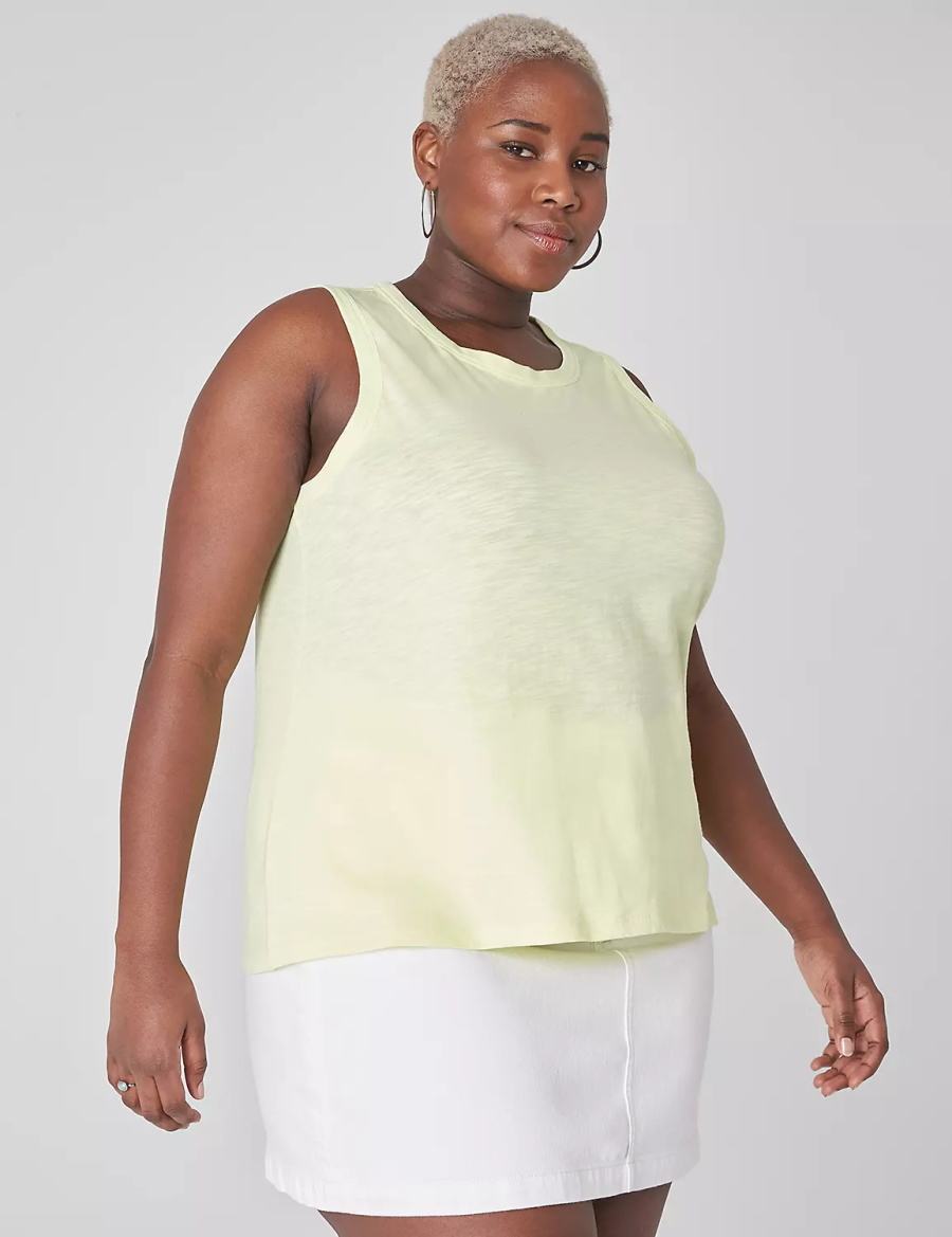 Women Lane Bryant Crew-Neck Tank Top Light Green Yellow | ZNM8949IP