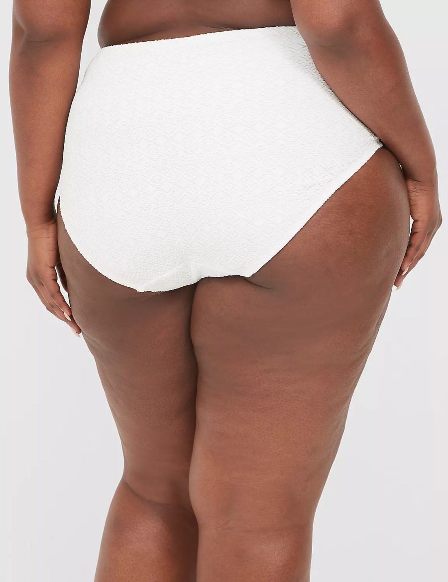 Women Lane Bryant Crochet Mid-Rise Swim Briefs White | LXA3986YG