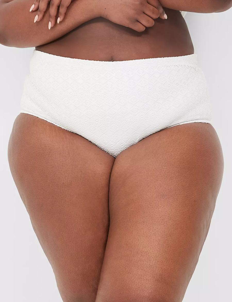 Women Lane Bryant Crochet Mid-Rise Swim Briefs White | LXA3986YG