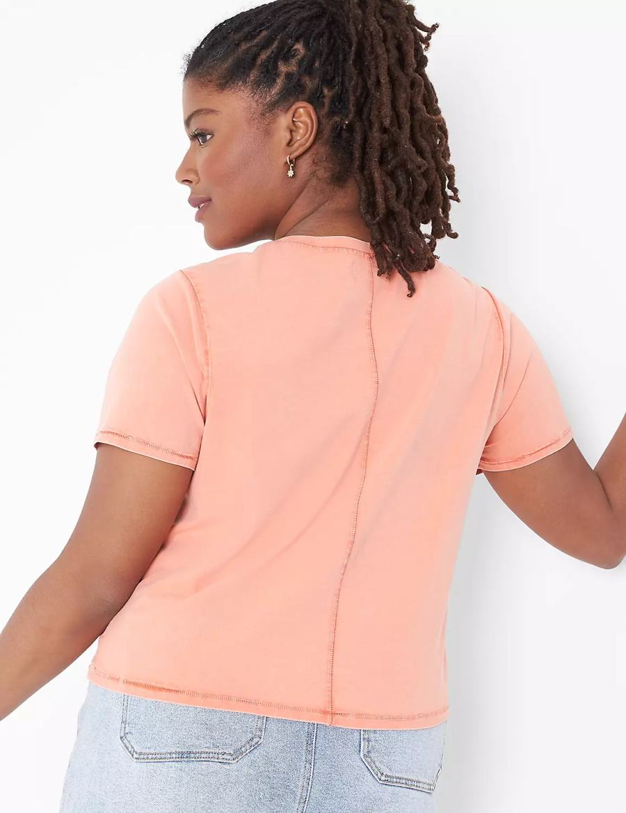 Women Lane Bryant Crop Crew-Neck Washed Tee T Shirts Orange | IMO8114WH