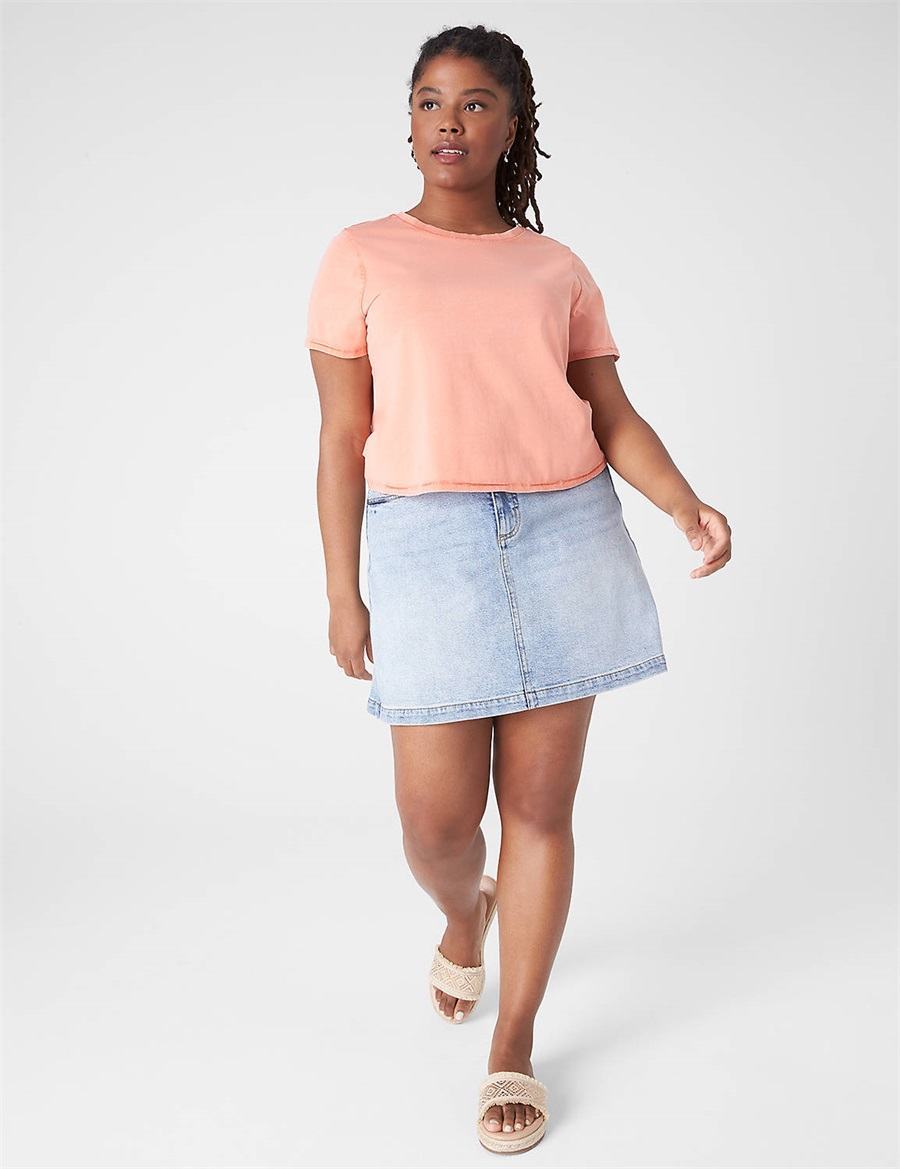 Women Lane Bryant Crop Crew-Neck Washed Tee T Shirts Orange | IMO8114WH