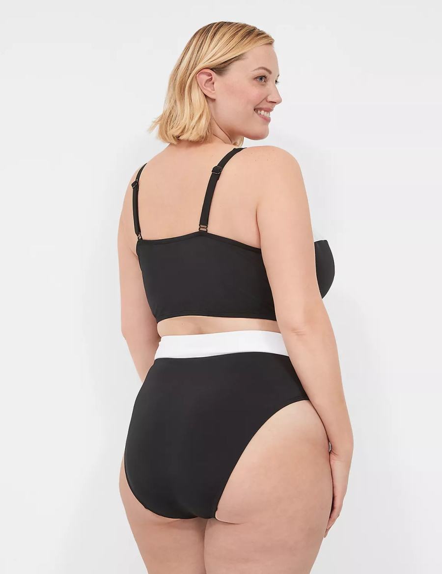 Women Lane Bryant Cross-Over Waistband Swim Briefs Black | AVV733TF