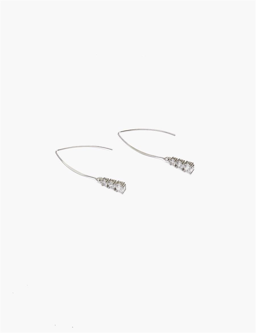 Women Lane Bryant Crystal Wire Drop Earrings Silver | WGZ8553WV