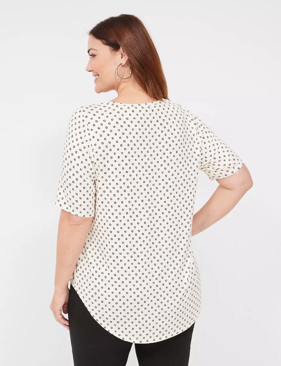 Women Lane Bryant Curved-Hem Perfect Sleeve Tee T Shirts White | BNU9687IR