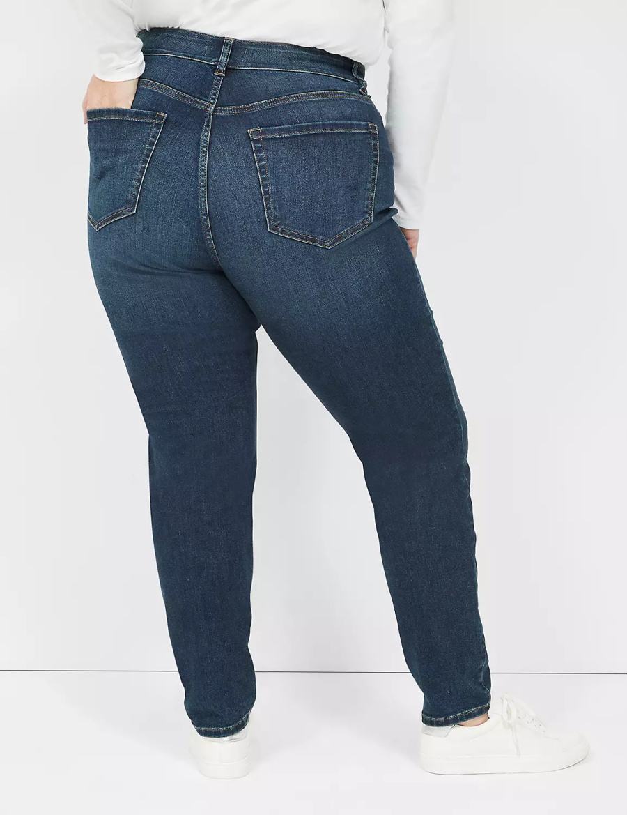 Women Lane Bryant Curvy Fit High-Rise Skinny Jeans Dark Blue | PMQ3493LU