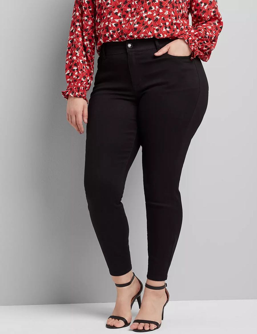 Women Lane Bryant Curvy Fit High-Rise Skinny Jeans Black | SGB2316BV