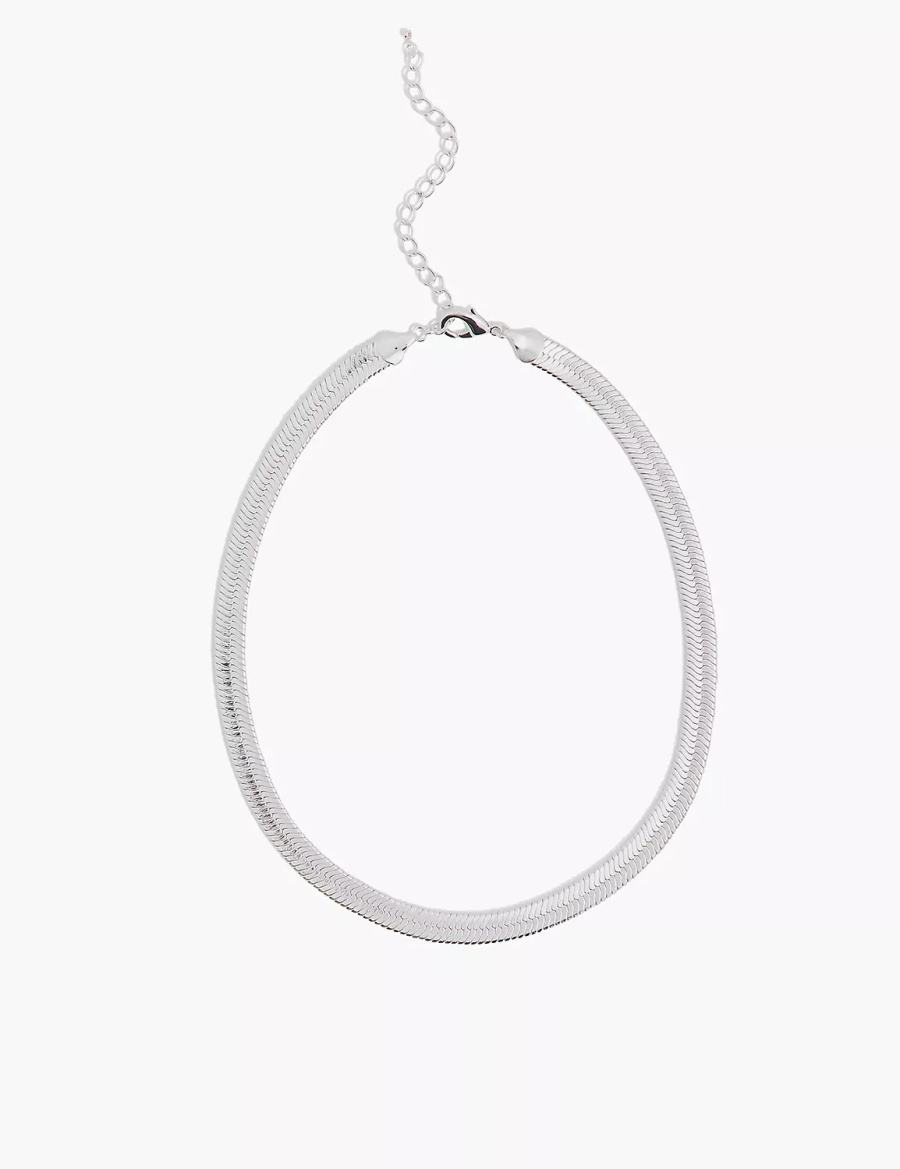 Women Lane Bryant Demi-Fine Flat Chain Necklace Silver | IFJ2960ME