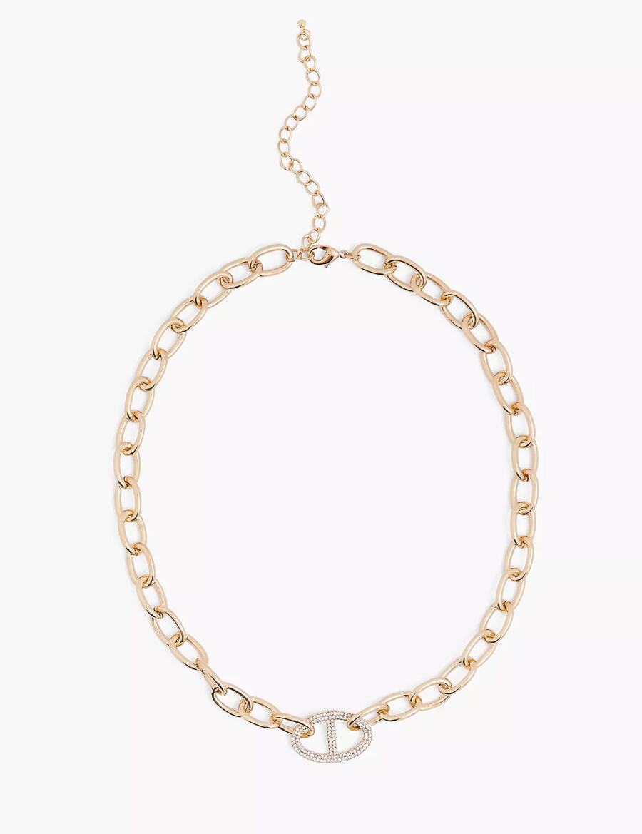 Women Lane Bryant Demi-Fine Pave Chain Necklace Gold | ZCH4396ZD