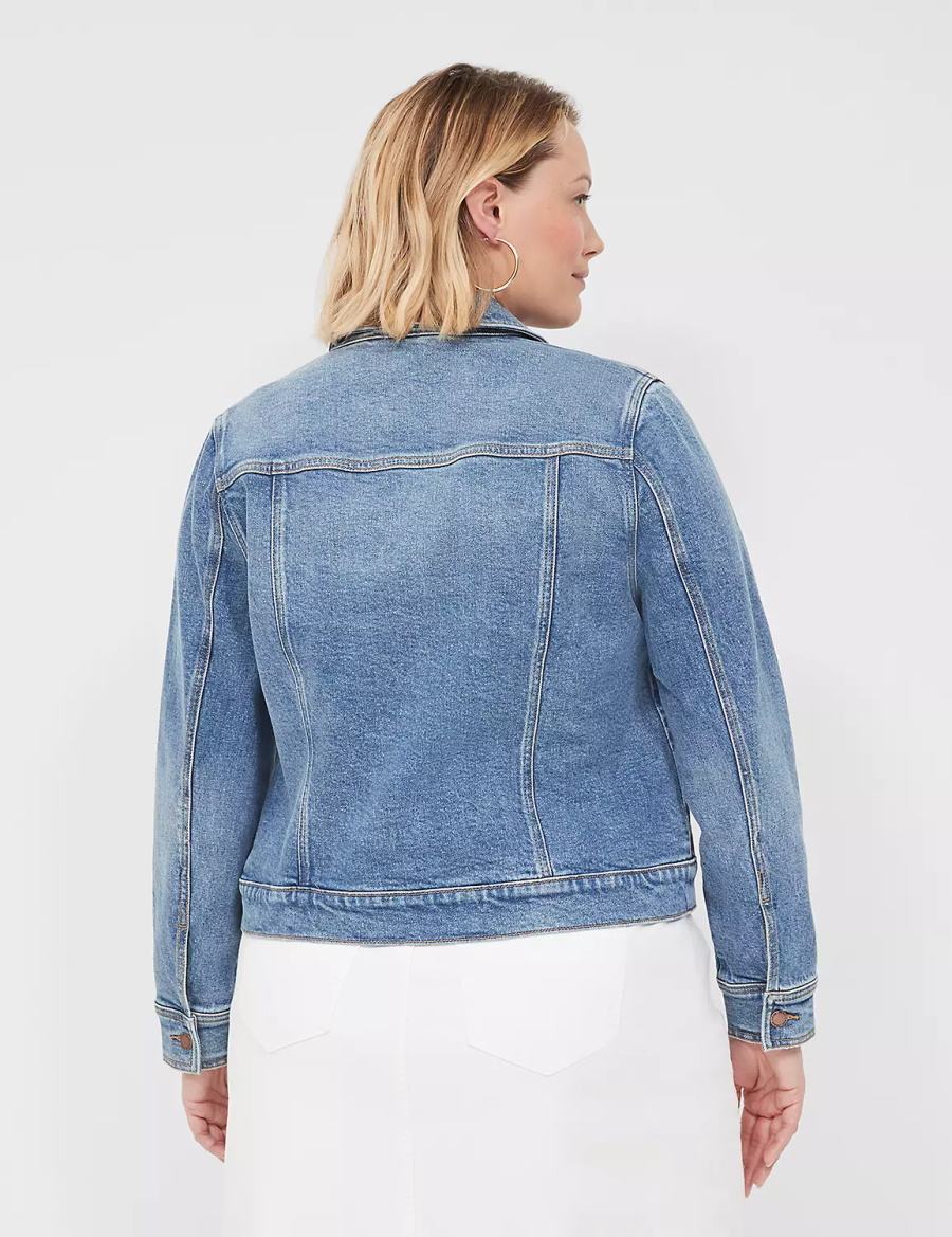 Women Lane Bryant Denim Jackets Blue | KAU2512DR