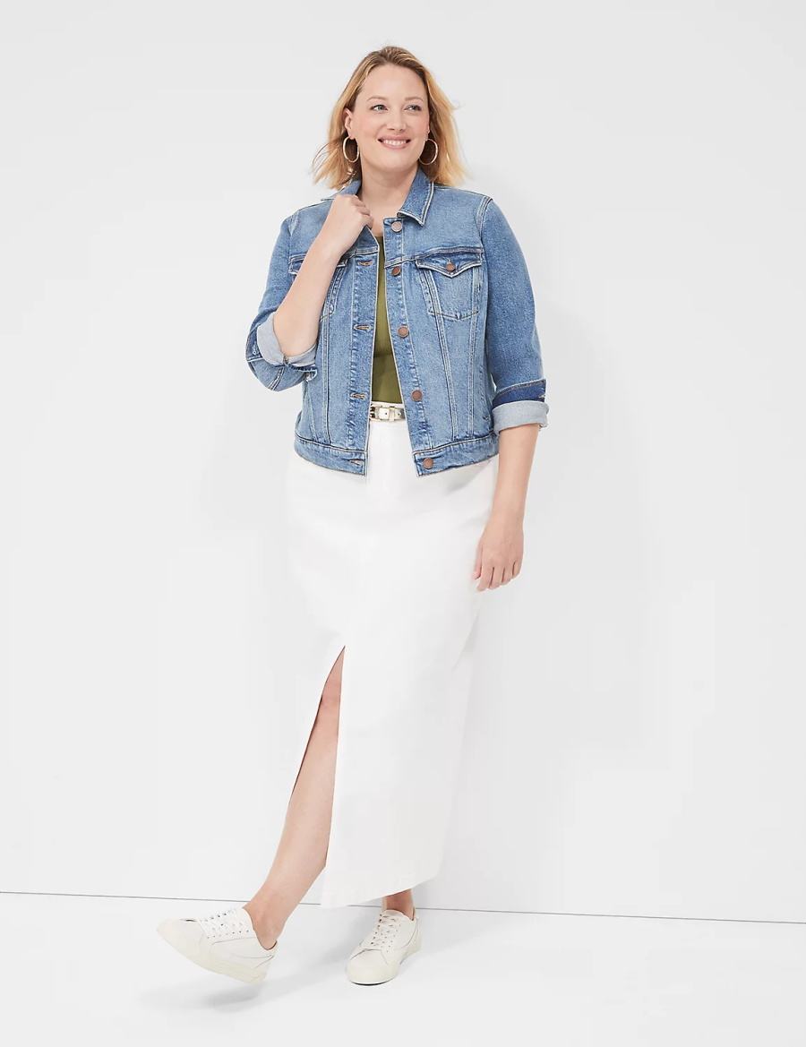 Women Lane Bryant Denim Jackets Blue | KAU2512DR