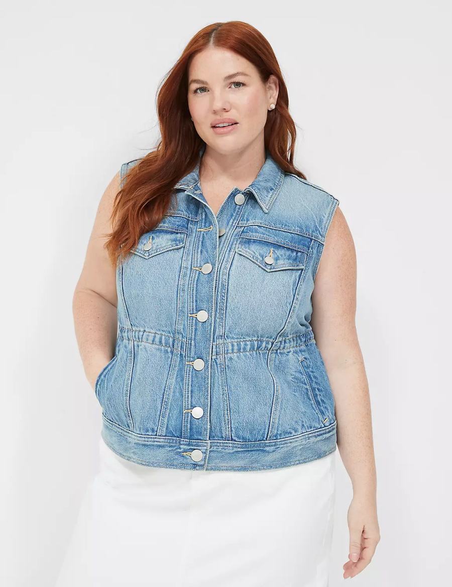 Women Lane Bryant Denim Vest Blue | NIN7694EN