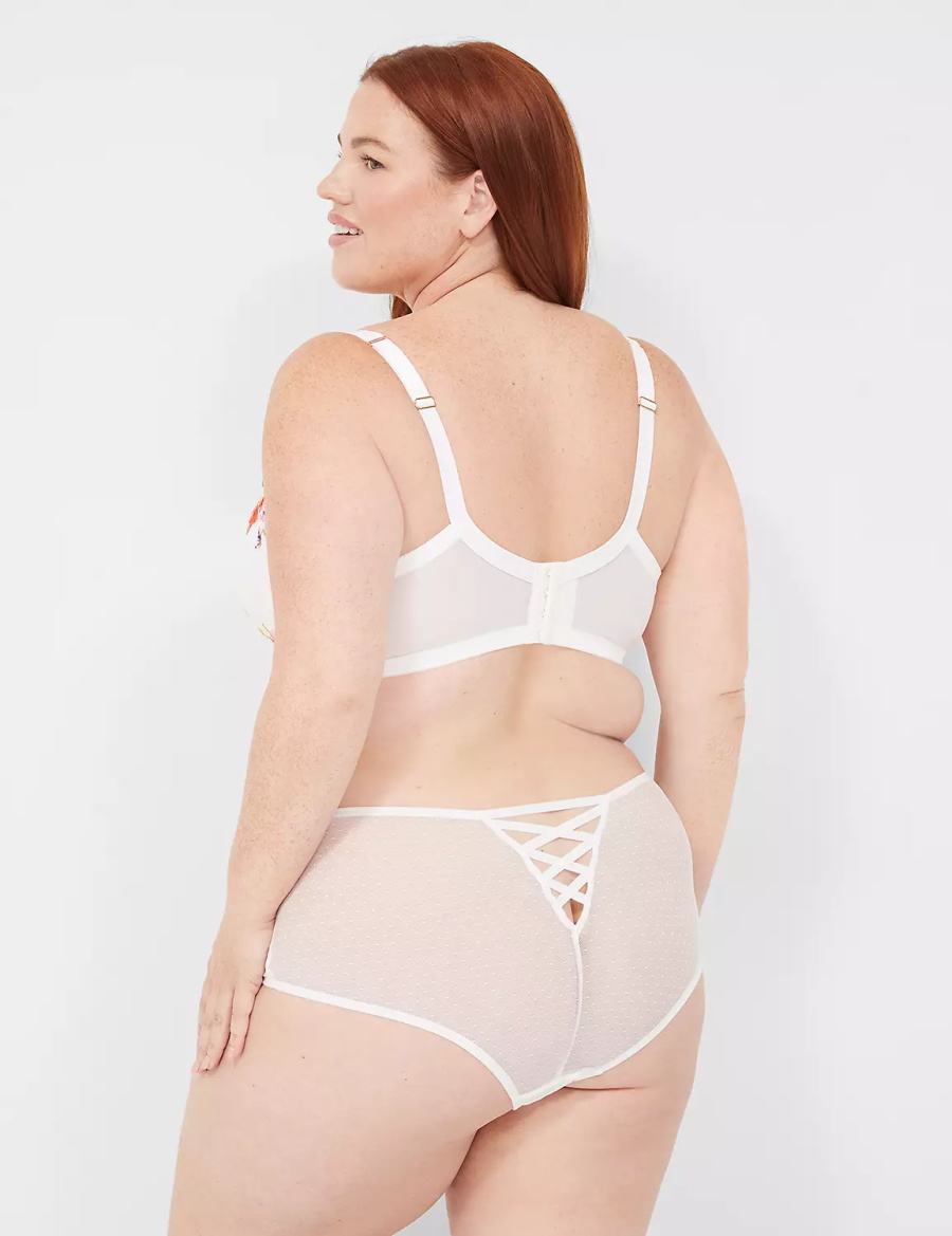 Women Lane Bryant Digital Print Lace Briefs White | HEM5877CM