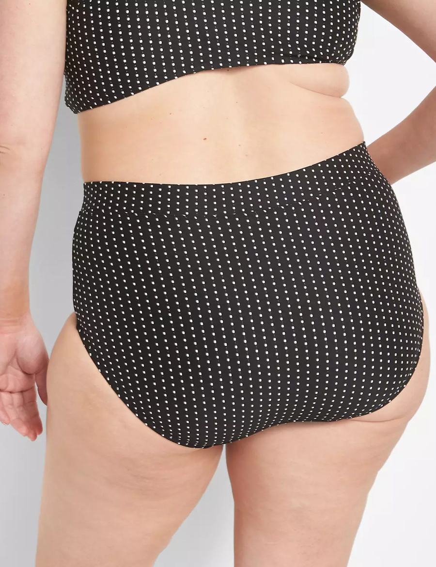 Women Lane Bryant Dot Texture Swim Briefs Black | VEQ6187CD