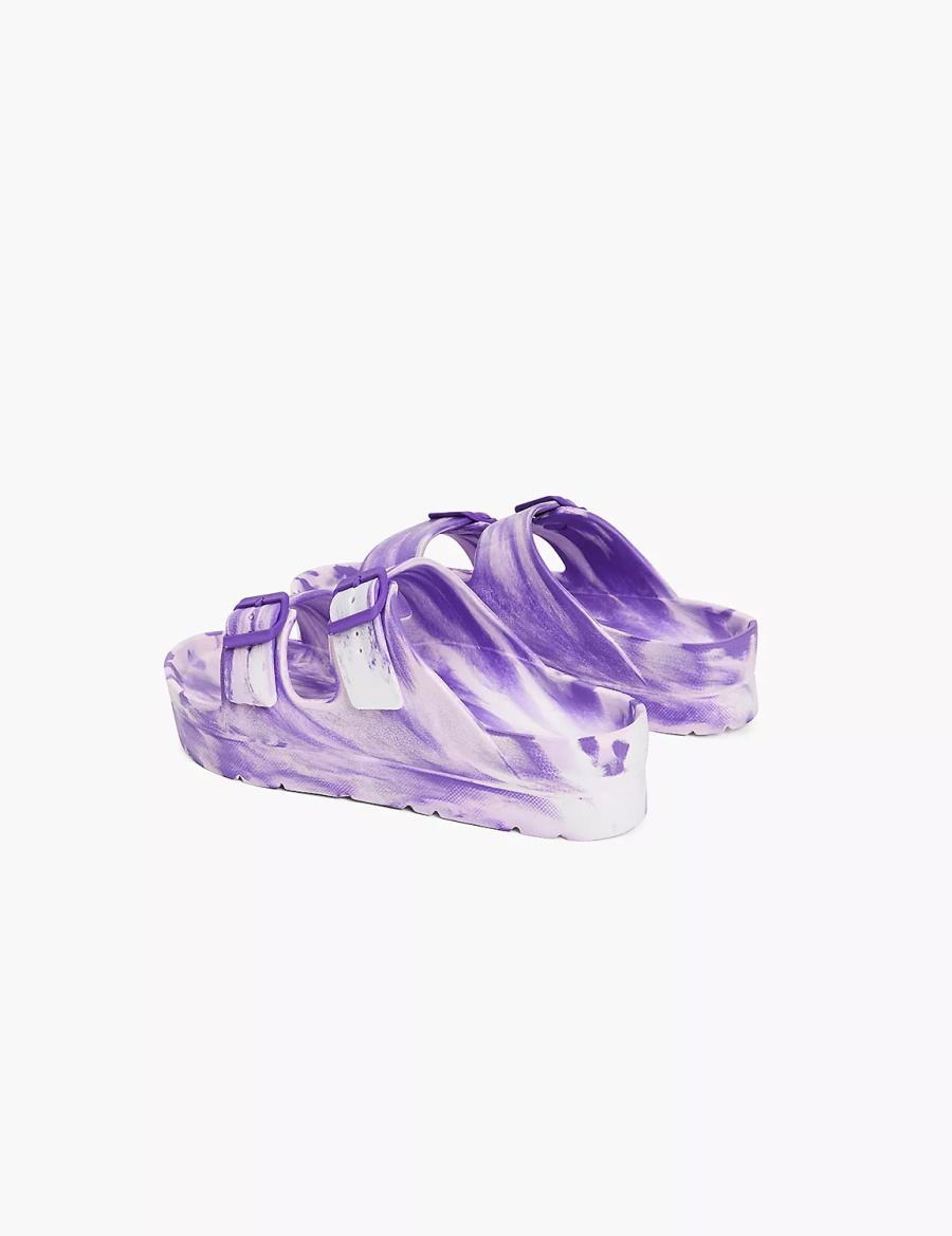 Women Lane Bryant Double-Band Slide Sandals Purple | QGM2444EB