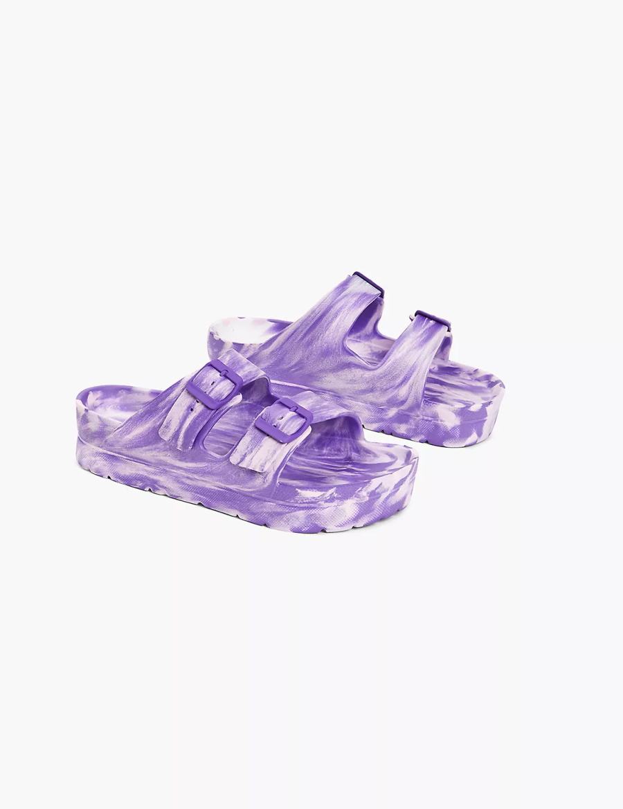 Women Lane Bryant Double-Band Slide Sandals Purple | QGM2444EB