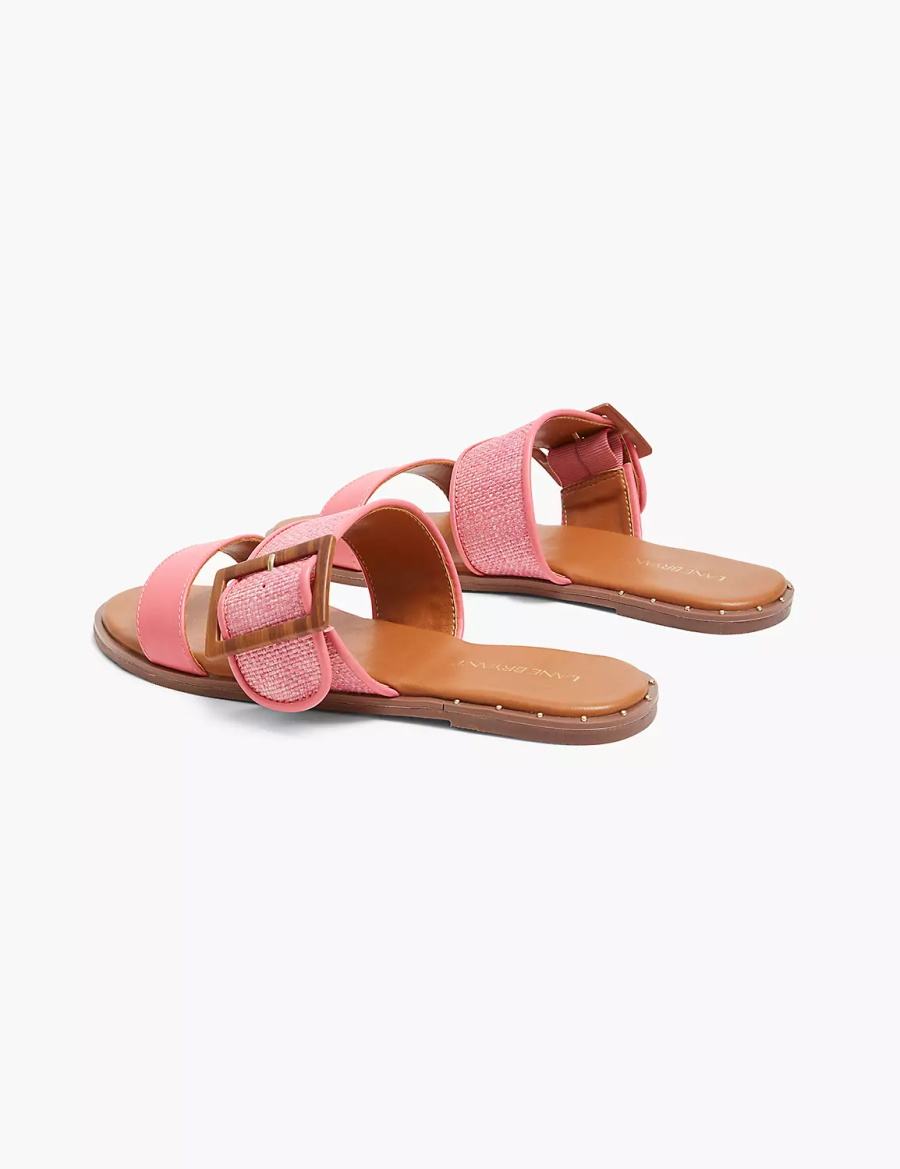 Women Lane Bryant Dream Cloud Buckle Slip-On Flat Sandals Coral | BSF1713FI