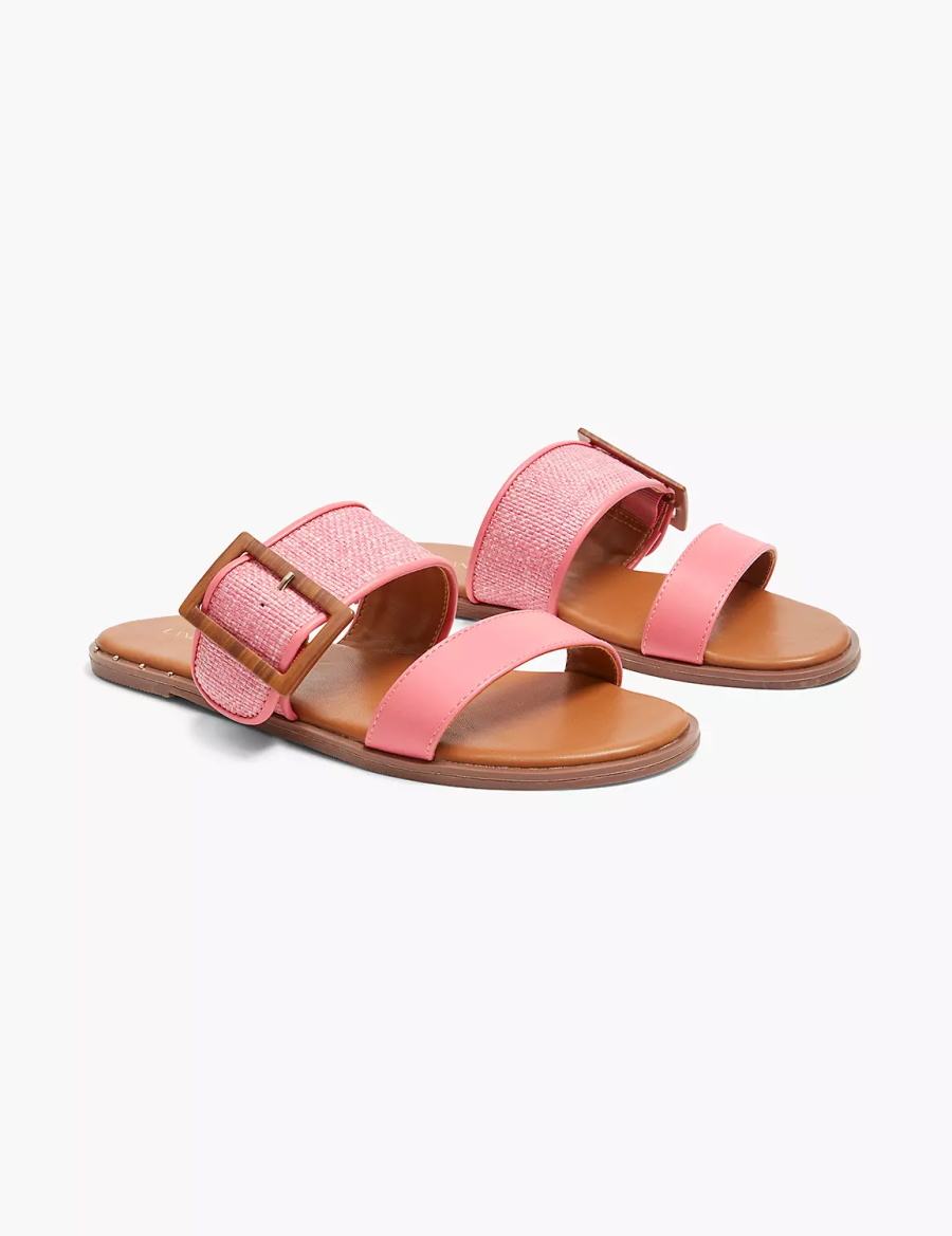 Women Lane Bryant Dream Cloud Buckle Slip-On Flat Sandals Coral | BSF1713FI