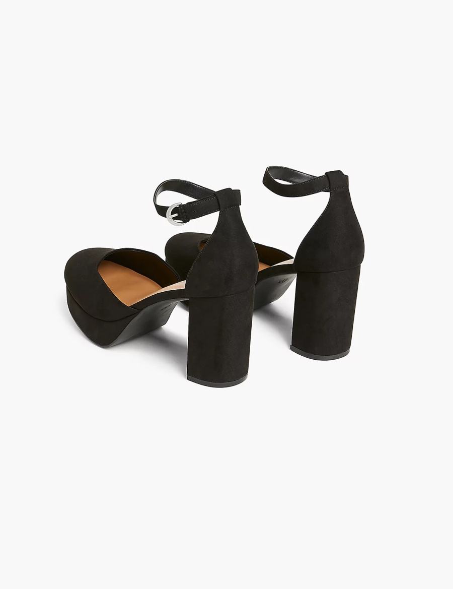 Women Lane Bryant Dream Cloud Closed-Toe Platform Block Heel Heels Sandals Black | KLV6153TL