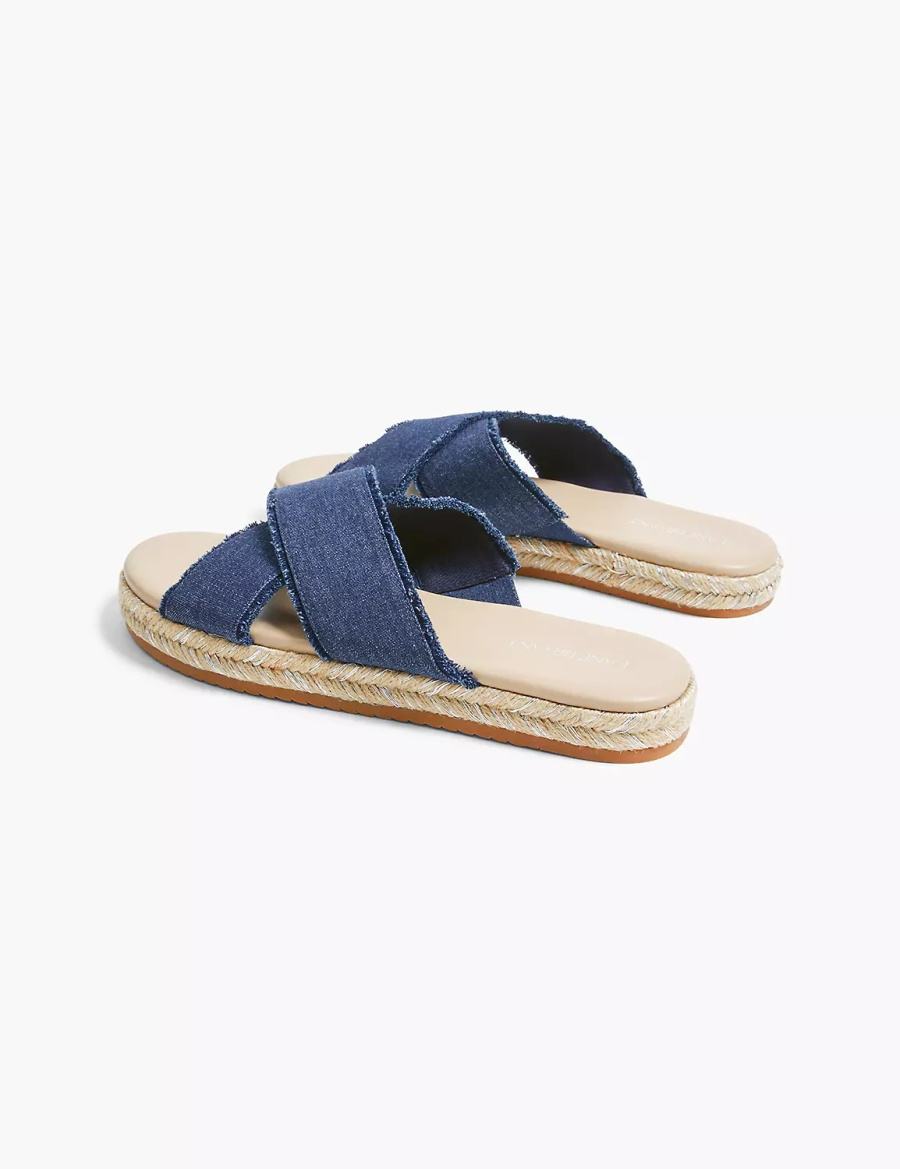 Women Lane Bryant Dream Cloud Criss-Cross Espadrille Slide Sandals Navy | GEV5841MG