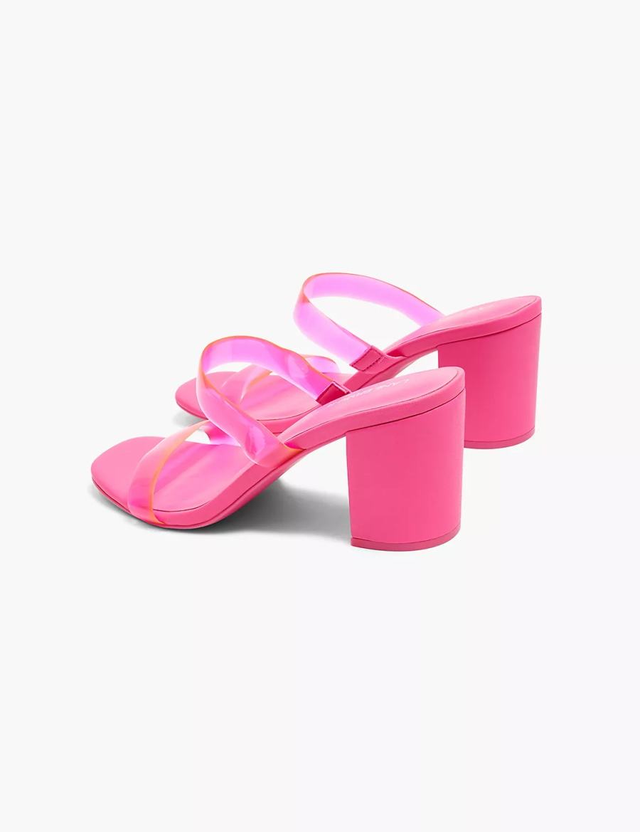 Women Lane Bryant Dream Cloud Double-Band Low Block Heel Heels Sandals Pink | ZRJ1669EM