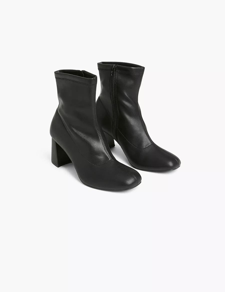 Women Lane Bryant Dream Cloud Faux-Leather Dressy Booties Black | IBZ8481NZ