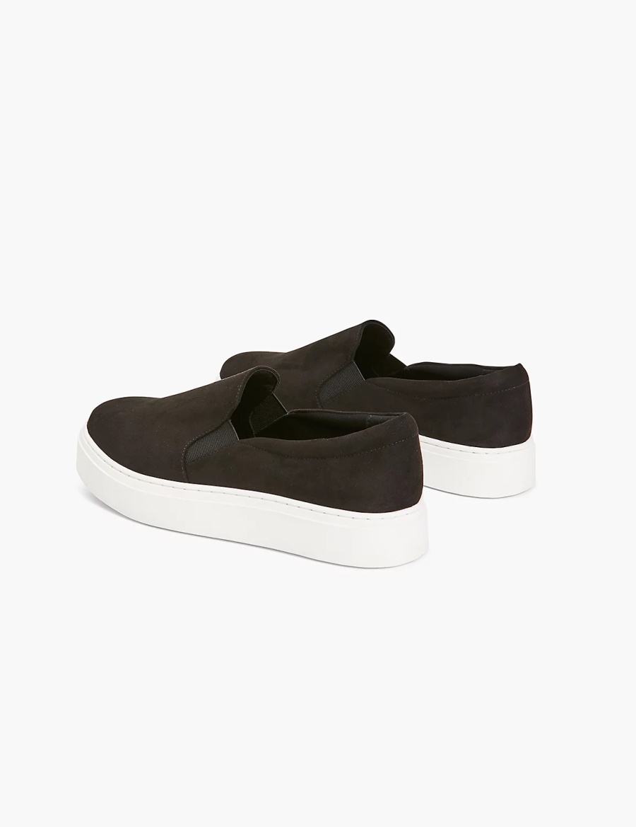 Women Lane Bryant Dream Cloud Faux-Suede Slip-On Sneakers Black | YCQ3153LJ